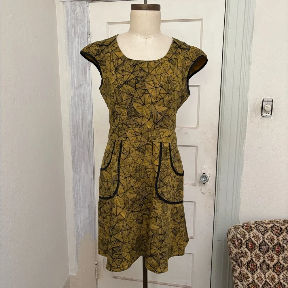 Nooworks Abstract Geometric Fit Flare Pocket A Line Mini Dress Size XL - Picture 1 of 9